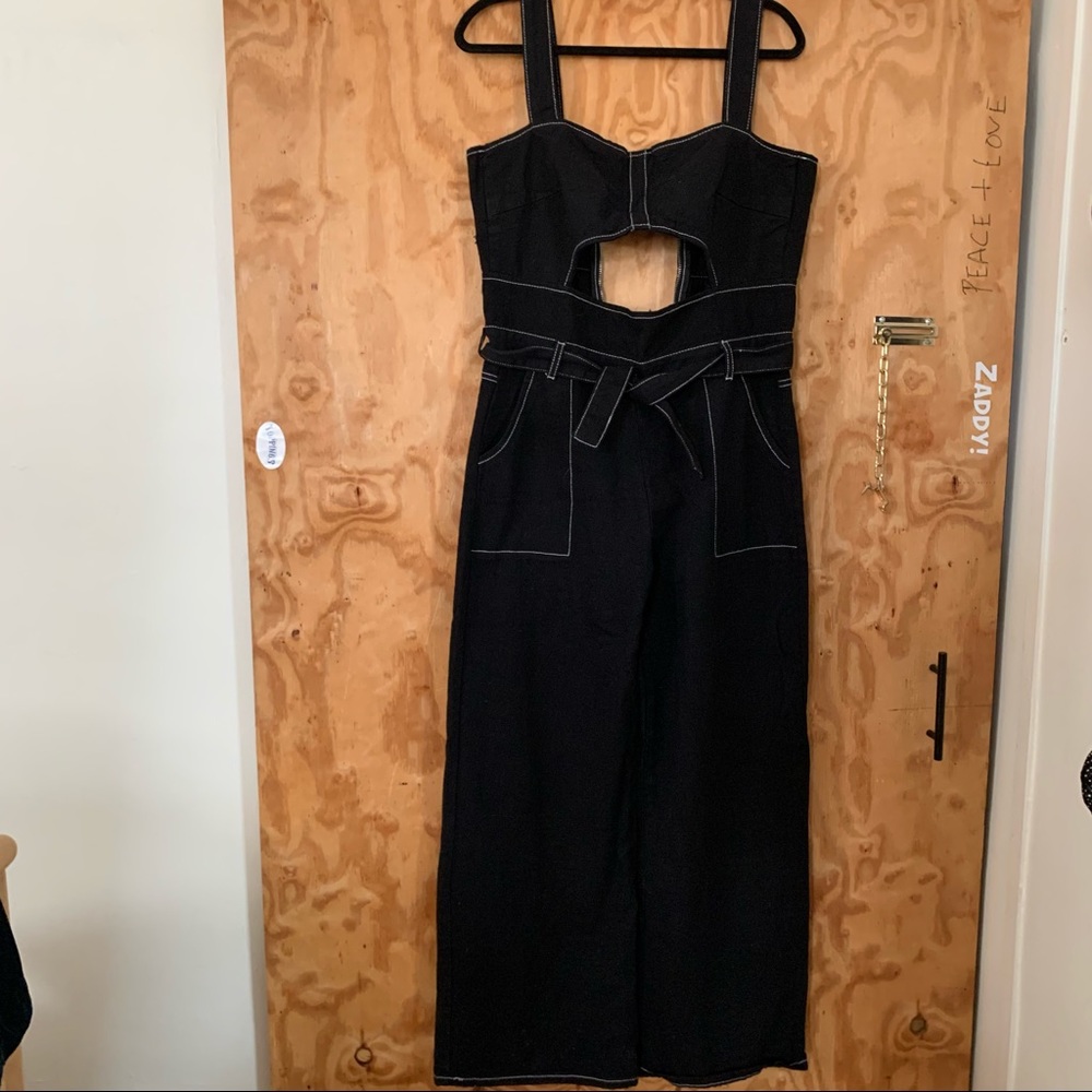 Black Denim Jumpsuit w Stretch Sz.M
